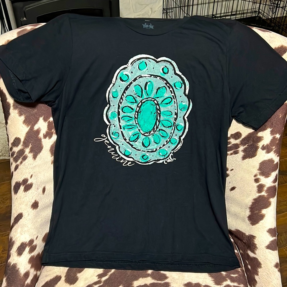 Women’s Large Western Graphic T, Concho w/ Turquoise Stones, like new, worn once